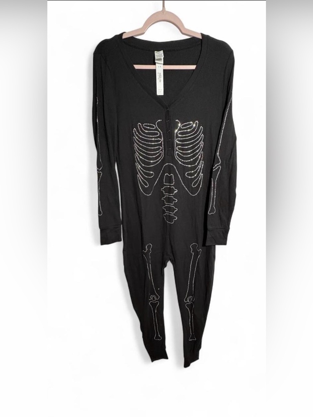 PINK Victoria's Secret Black Studded Skeleton Jumpsuit